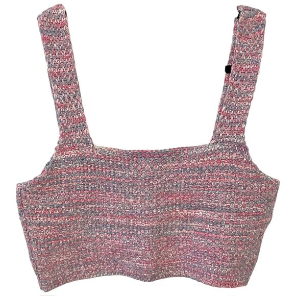 Forever 21 Marled Knit Sweater Tank Crop Top Pink Blue M - Picture 2 of 7